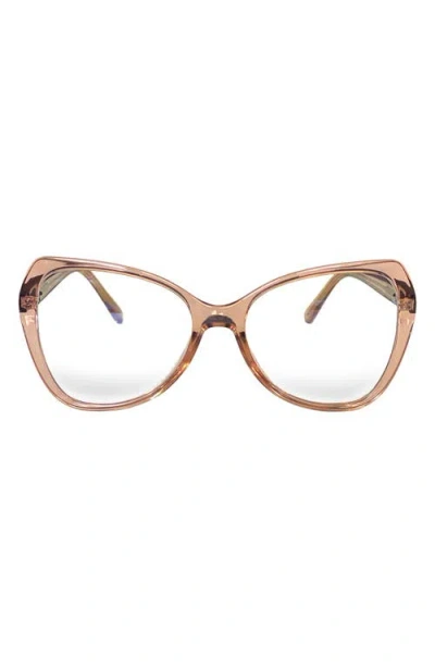 Fifth & Ninth Margot 54mm Butterfly Blue Light Blocking Glasses In Transparent Tan/clear