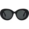 Fifth & Ninth Molly 50mm Polarized Round Sunglasses In Black/black