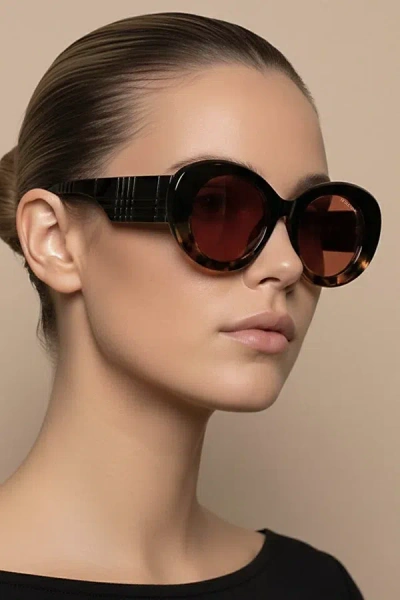 Fifth & Ninth Molly Oversized Polarized Sunglasses In Black Torte, Women's At Urban Outfitters In Brown
