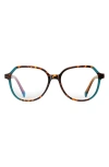 Fifth & Ninth Nelli 53mm Round Blue Light Blocking Glasses In Torte/green