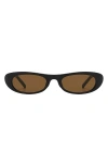 Fifth & Ninth Nina 68mm Polarized Oversize Oval Sunglasses In Black/brown