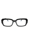 Fifth & Ninth Noa 51mm Rectangular Blue Light Blocking Glasses In Black/clear