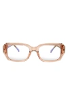 Fifth & Ninth Noa 51mm Rectangular Blue Light Blocking Glasses In Tan/clear