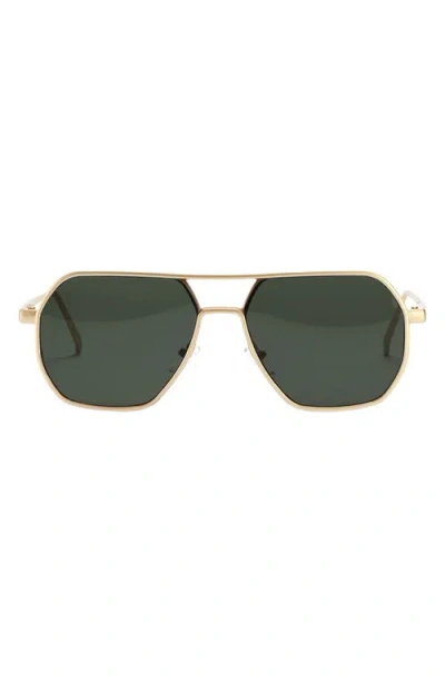Fifth & Ninth Nola 58mm Polarized Aviator Sunglasses In Green/gold