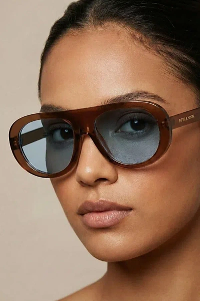 Fifth & Ninth Oceane Aviator Polarized Sunglasses In Brown/blue At Urban Outfitters