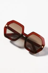 Fifth & Ninth Oversized Haven Sunglasses In Maroon/brown