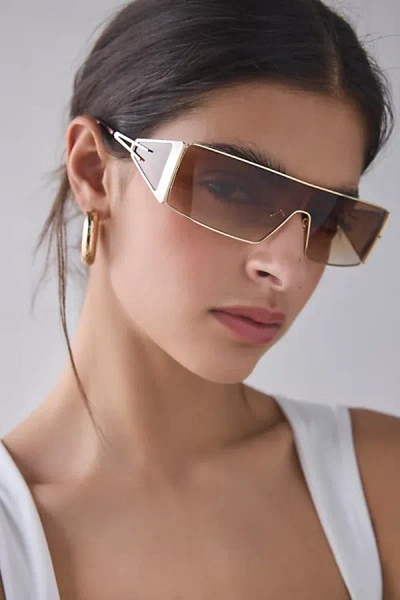 Fifth & Ninth Paloma Oversized Shield Sunglasses In Brown, Women's At Urban Outfitters In Gray