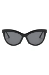 Fifth & Ninth Pippa 73mm Oversize Polarized Cat Eye Sunglasses In Black