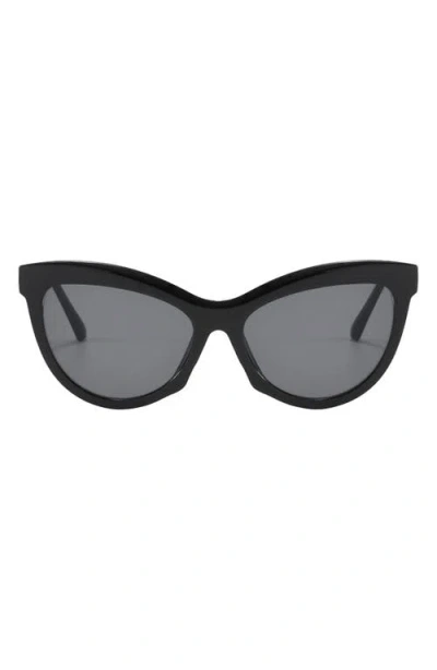 Fifth & Ninth Pippa 73mm Oversize Polarized Cat Eye Sunglasses In Black