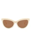 Fifth & Ninth Pippa 73mm Oversize Polarized Cat Eye Sunglasses In Cream/brown