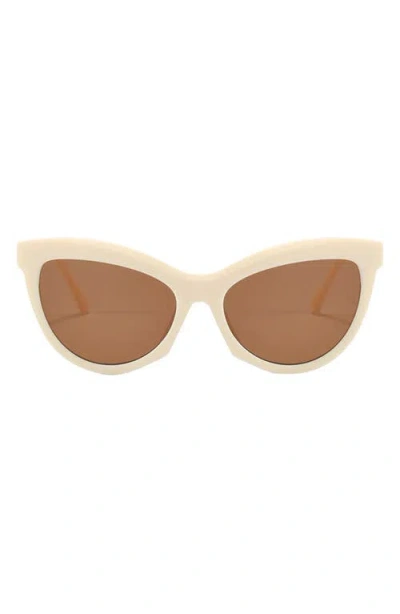 Fifth & Ninth Pippa 73mm Oversize Polarized Cat Eye Sunglasses In Cream/brown