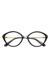Fifth & Ninth Posie 52mm Cat Eye Blue Light Blocking Glasses In Black