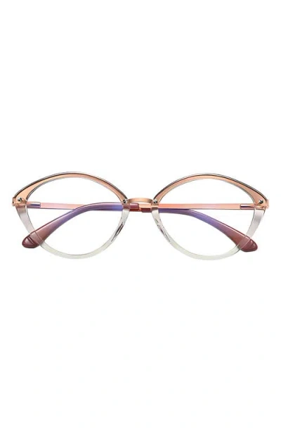 Fifth & Ninth Posie 52mm Cat Eye Blue Light Blocking Glasses In Transparent