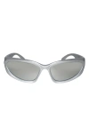 Fifth & Ninth Racer 72mm Polarized Wraparound Sunglasses In Silver/silver
