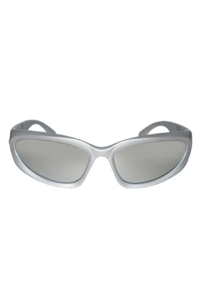 Fifth & Ninth Racer 72mm Polarized Wraparound Sunglasses In Silver/silver