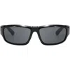 Fifth & Ninth Remi Sporty 61mm Polarized Rectangular Sunglasses In Black/black