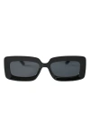 Fifth & Ninth River 51mm Polarized Rectangular Sunglasses In Black/black