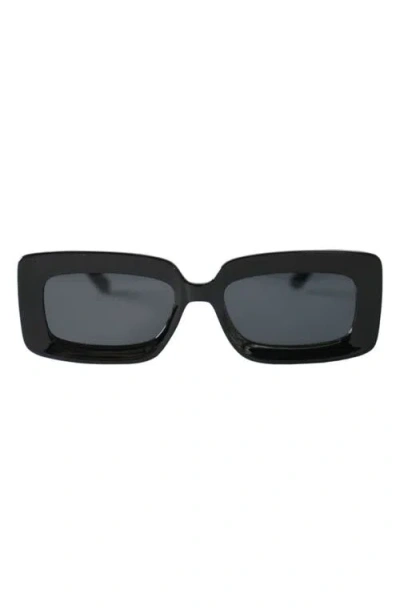 Fifth & Ninth River 51mm Polarized Rectangular Sunglasses In Black/black