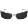 Fifth & Ninth Rocket 67mm Polarized Wraparound Sunglasses In Silver/black