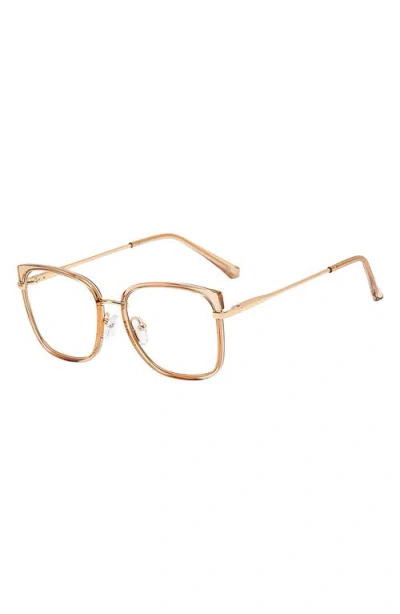 Fifth & Ninth Sahara 53mm Square Blue Light Blocking Glasses In Tan/clear