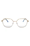 Fifth & Ninth Selena 54mm Geometric Blue Light Blocking Glasses In Gold/clear