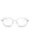 Fifth & Ninth Selena 54mm Geometric Blue Light Blocking Glasses In Rose Gold/clear