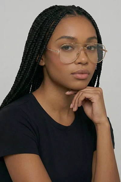 Fifth & Ninth Spencer Aviator Blue Light Glasses In Gold At Urban Outfitters In Transparent