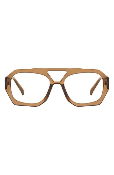 Fifth & Ninth Sutton 57mm Aviator Blue Light Blocking Glasses In Brown/clear