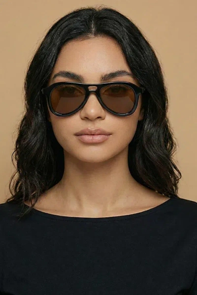 Fifth & Ninth Thayer Aviator Polarized Sunglasses In Black/brown At Urban Outfitters