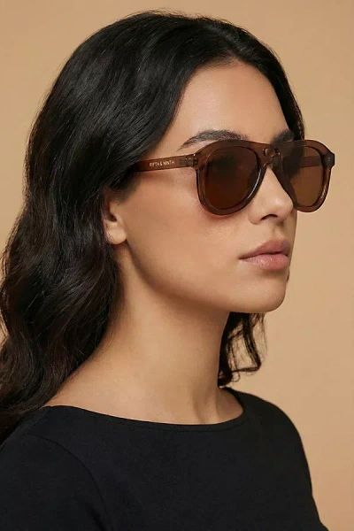 Fifth & Ninth Thayer Aviator Polarized Sunglasses In Transparent Brown At Urban Outfitters