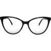 Fifth & Ninth Vera 56mm Cat Eye Blue Light Blocking Glasses In Black/clear