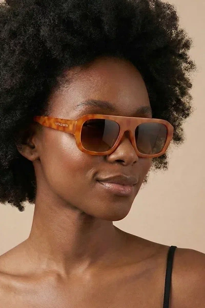 Fifth & Ninth Vesper Aviator Polarized Sunglasses In Orange Torte At Urban Outfitters In Brown