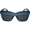 Fifth & Ninth Willow 57mm Polarized Cat Eye Sunglasses In Transparent Blue/gray
