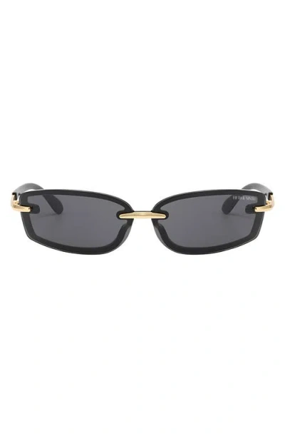 Fifth & Ninth Zuri 66mm Oversize Rectangular Sunglasses In Black/gold
