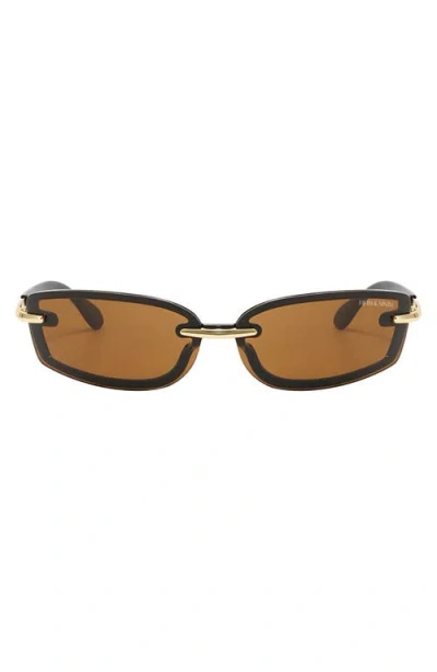 Fifth & Ninth Zuri 66mm Oversize Rectangular Sunglasses In Brown/gold