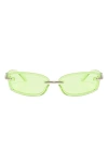 Fifth & Ninth Zuri 66mm Oversize Rectangular Sunglasses In Green/silver