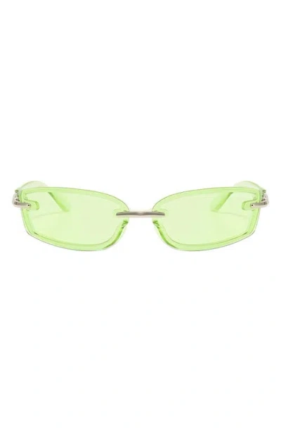 Fifth & Ninth Zuri 66mm Oversize Rectangular Sunglasses In Green/silver