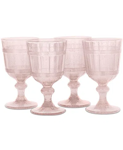Fifth Avenue Manufacturers Vintage Pink Bubbles Wine Glasses, Set Of 4