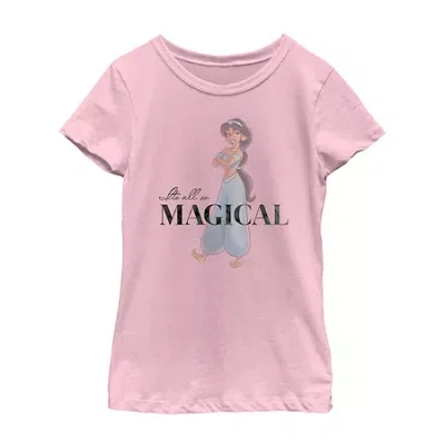 Fifth Sun Boba Fett Little & Big Kid Girls Crew Neck Short Sleeve Slim Fit Star Wars Graphic T-shirt In Pink