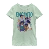Fifth Sun Disney Encanto Little & Big Kid Girls Crew Neck Short Sleeve Slim Fit Encanto Graphic T-shirt In Green