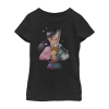 Fifth Sun Disney Little & Big Girls Mulan Portrait Crew Neck Short Sleeve Graphic T-shirt In Black