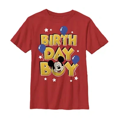 Fifth Sun Disney Little & Big Kid Boys Crew Neck Short Sleeve Slim Fit Mickey Mouse Graphic T-shirt In Red