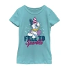 Fifth Sun Disney Little & Big Kid Girls Crew Neck Short Sleeve Flag Slim Fit Mickey And Friends Graphic T-shir In Blue