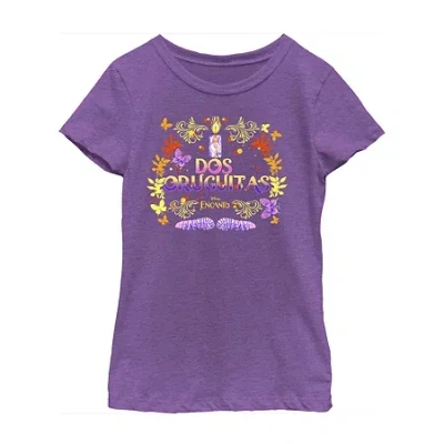 Fifth Sun Disney Little & Big Kid Girls Crew Neck Short Sleeve Regular Fit Encanto Graphic T-shirt In Purple