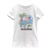 Fifth Sun Disney Little & Big Kid Girls Crew Neck Short Sleeve Regular Fit Lilo & Stitch Graphic T-shirt In White