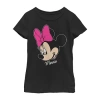 Fifth Sun Disney Little & Big Kid Girls Crew Neck Short Sleeve Regular Fit Minnie Mouse Graphic T-shirt In Black