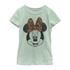 Fifth Sun Disney Little & Big Kid Girls Crew Neck Short Sleeve Regular Fit Minnie Mouse Graphic T-shirt In Green