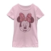 Fifth Sun Disney Little & Big Kid Girls Crew Neck Short Sleeve Regular Fit Minnie Mouse Graphic T-shirt In Pink
