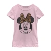 Fifth Sun Disney Little & Big Kid Girls Crew Neck Short Sleeve Regular Fit Minnie Mouse Graphic T-shirt In Pink