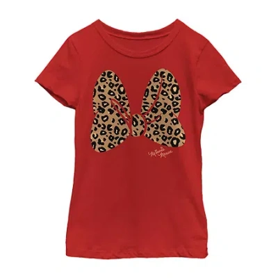 Fifth Sun Disney Little & Big Kid Girls Crew Neck Short Sleeve Regular Fit Minnie Mouse Graphic T-shirt In Red